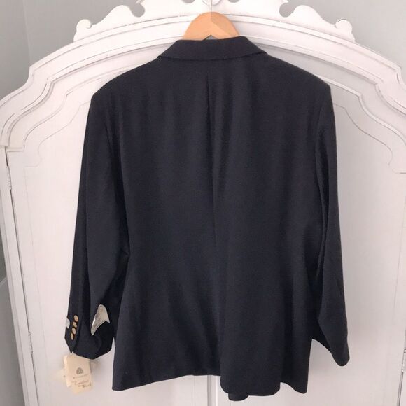 Austin Reed Classic Navy Wool Single Breasted Blazer Size 20W Petite Vintage NWT - Picture 2 of 13